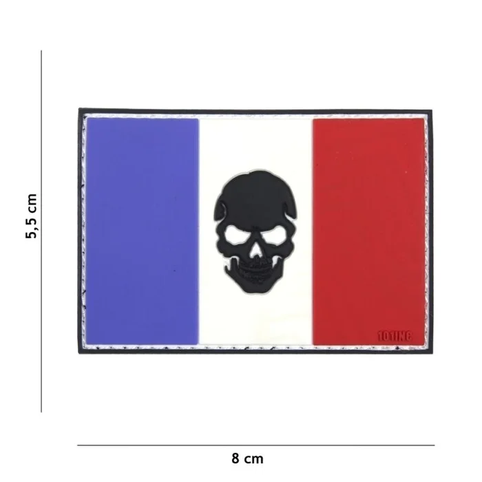 Écusson Drapeau France Tête de mort 3D PVC Velcro