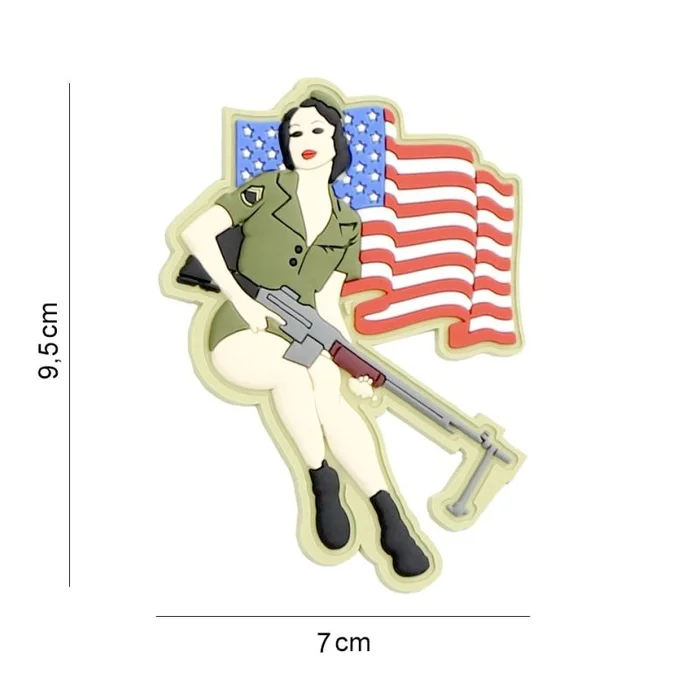 Écusson PIN-UP Drapeau USA 3D PVC Velcro