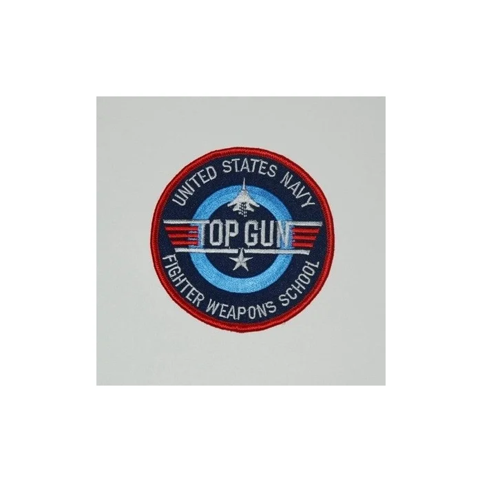 Écusson rond brodé TOP GUN Thermocollant