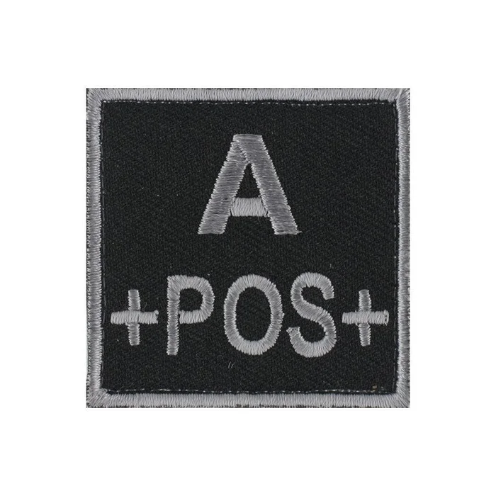 ECUSSON SOIE GROUPE SANGUIN A+POS+ GRIS SUR NOIR