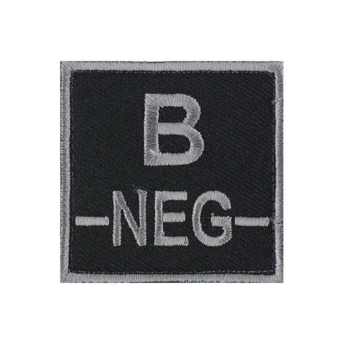 ECUSSON SOIE GROUPE SANGUIN B-NEG- GRIS SUR NOIR