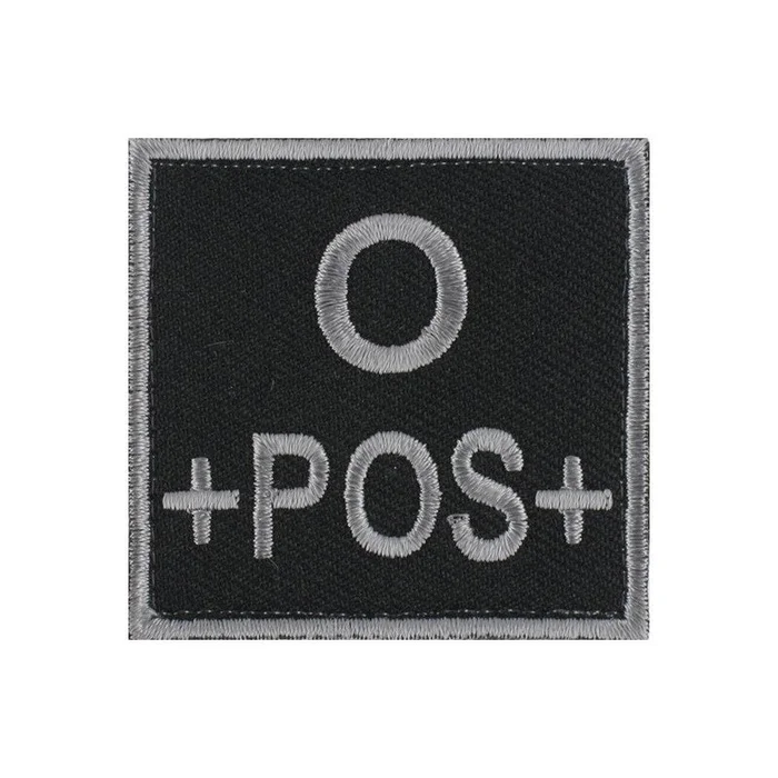 ECUSSON SOIE GROUPE SANGUIN O+POS+ GRIS SUR NOIR