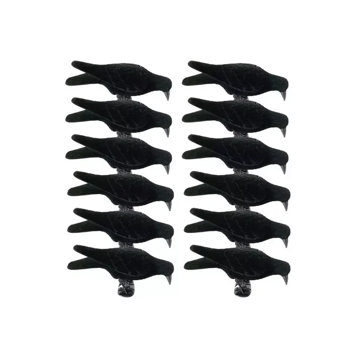 Formes de corbeau mangeur floquées x12