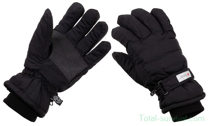 Gants MFH avec doublure thermique 3M Thinsulate, noir, résistant à l’eau et au vent