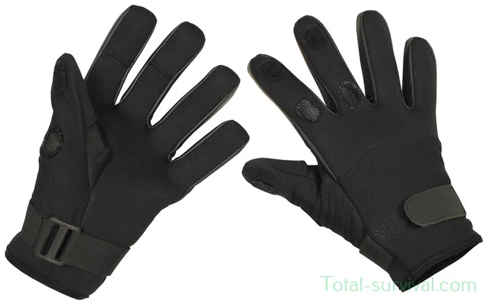 Gants tactiques en néoprène MFH, Mesh, noir