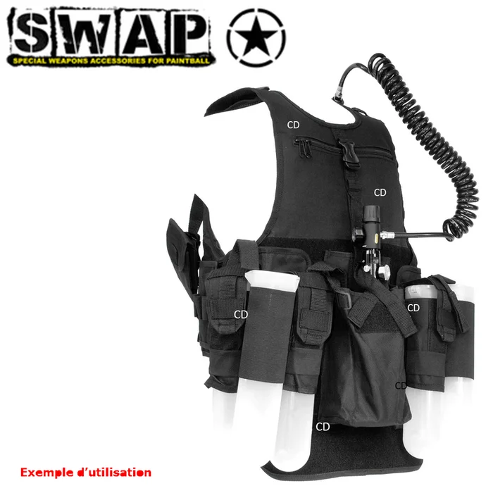 GILET TACTICAL SWAP NOIR AVEC HARNAIS