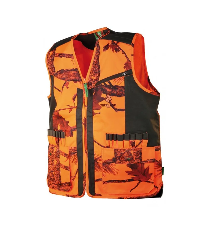 Gilet traque camouflage orange Treeland