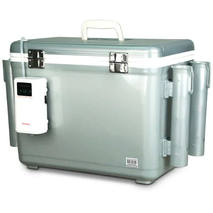 Glacière Engel 30 qt Live Bait Pro avec aérateur rechargeable AP4 XL, porte-cannes et quincaillerie en acier inoxydable – Image 2