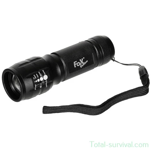 Lampe de poche extérieure Fox, compacte 3 Watt avec focus, longueur 11 cm