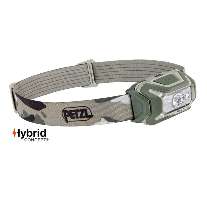 Lampe frontale Hybrid Aria 1 camo fr/ce – éclairage blanc, rouge, vert et bleu – 350 lumens