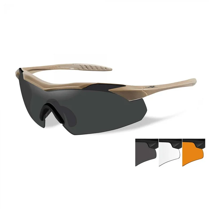 Lunettes de protection balistique Vapor 2,5 Tan + verres fumé/incolore/orange
