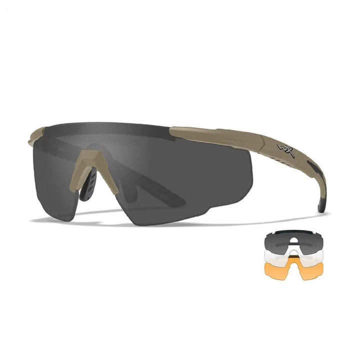 Lunettes de protection balistiques Saber Adv. Tan + verres fumé/incolore/orange