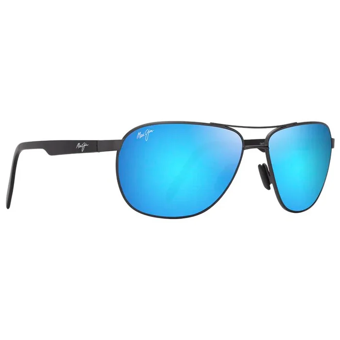 Lunettes de soleil Maui Jim Castles Ruthénium Foncé Mat Noir Bleu Hawai Minéral Superthin
