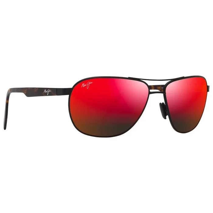 Lunettes de soleil Maui Jim Castles Vernie Noir Mat Havane Foncé Hawaii Lava Minéral Superthin
