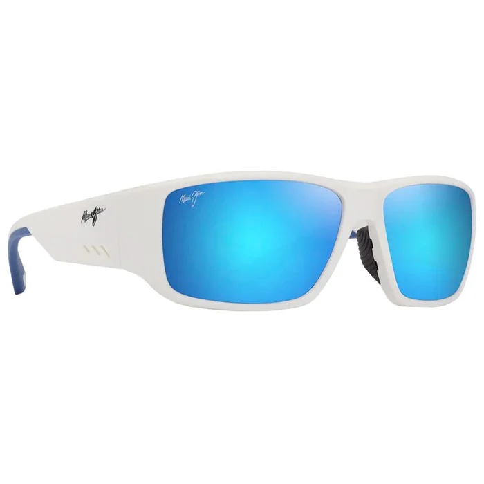 Lunettes de soleil Maui Jim Keha Asian Fit Blanc Mat Bleu Hawaï Minéral SuperThin