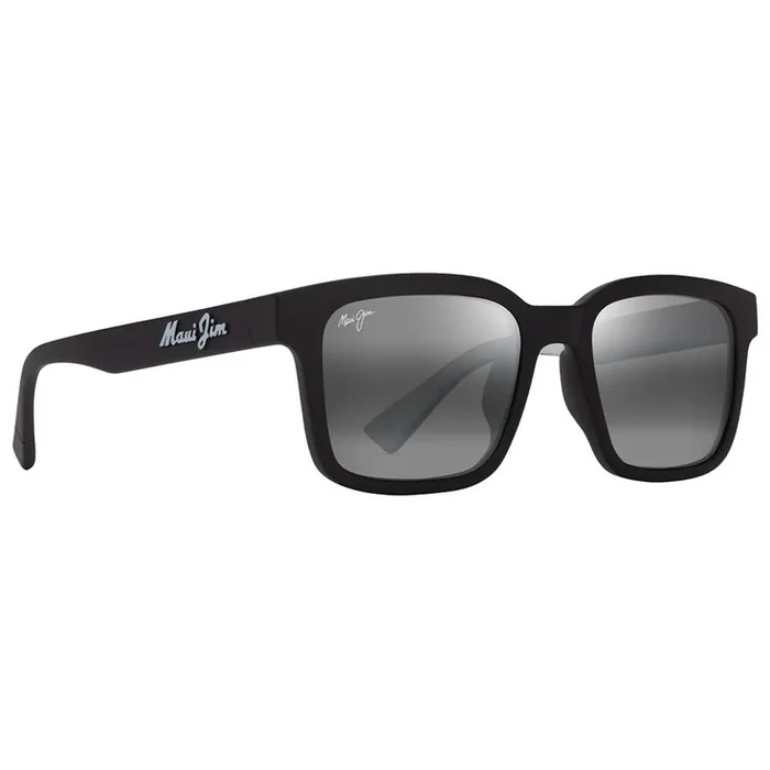 Lunettes de soleil Maui Jim Opiopio Asian Fit Noir Mat Dégradé Blanc Gris Neutre MauiPure