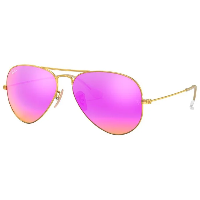 Lunettes de soleil Ray Ban RB3025 Aviator Mat Gold Cyclamen Flash Polarized