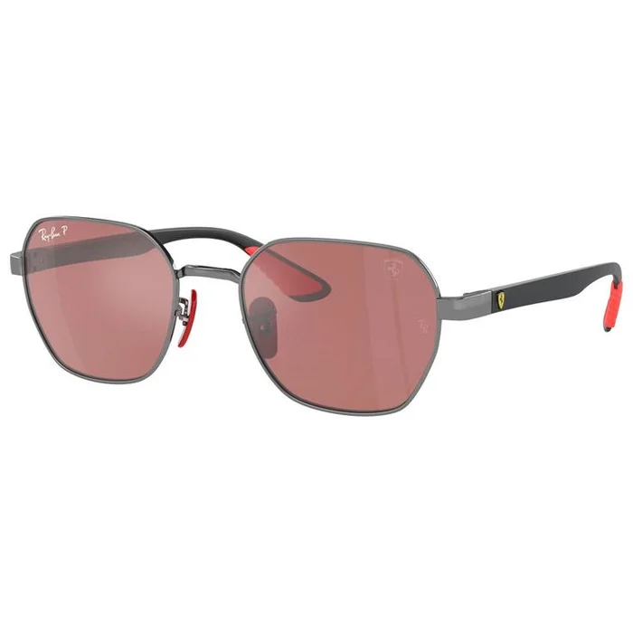 Lunettes de soleil Ray Ban RB3794M Scuderia Ferrari Collection Polished Gunmetal Chromance Violet Silver Polar