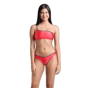 Maillot de bain 2 pièces femme Solid Single Shoulder