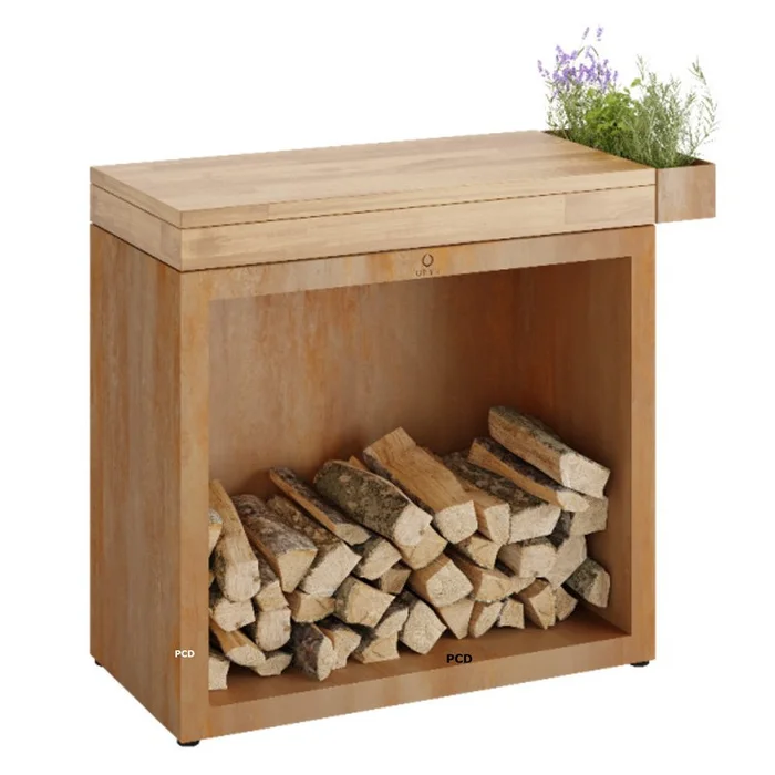 Meuble Butcher Block Storage 90 Corten Et Bois De Teck Ofyr