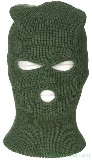 MFH Balaclava / Cagoule 3-trou, Acrylique, vert olive