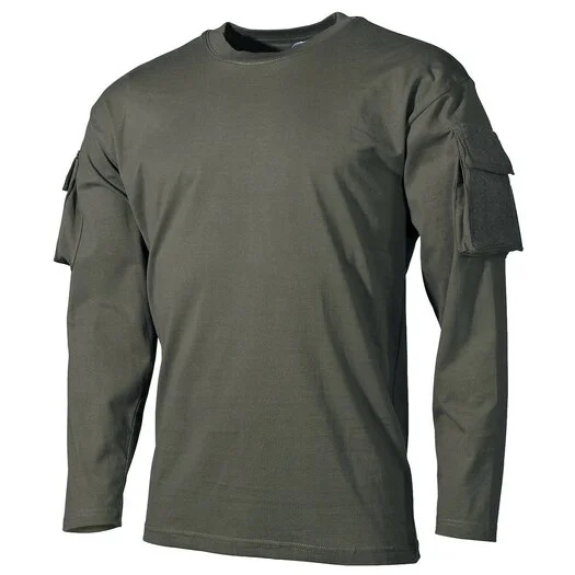 MFH Chemise à manches longues US avec poches sur les manches, vert olive