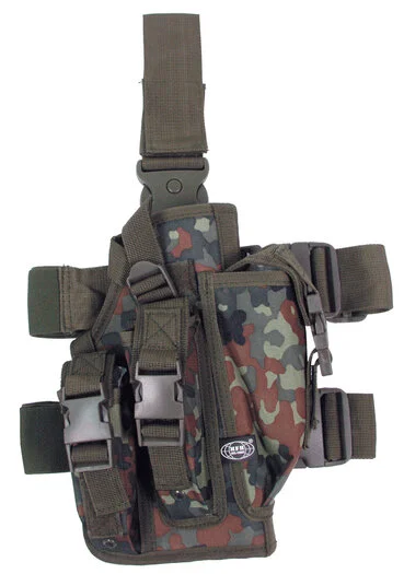 MFH Holster de jambe avec poches pour magazines, Droite, flecktarn