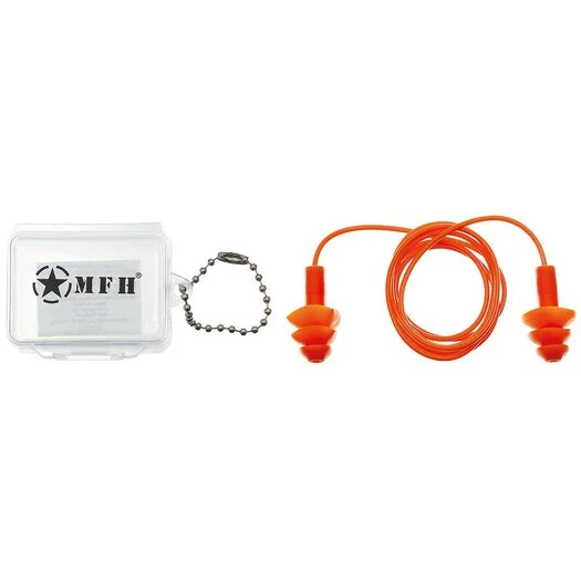 MFH Protection auditive / bouchons d&rsquo;oreille à réutiliser avec cordon