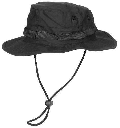 MFH US GI Chapeau de brousse, mentonnière, GI Boonie, Rip Stop, noir