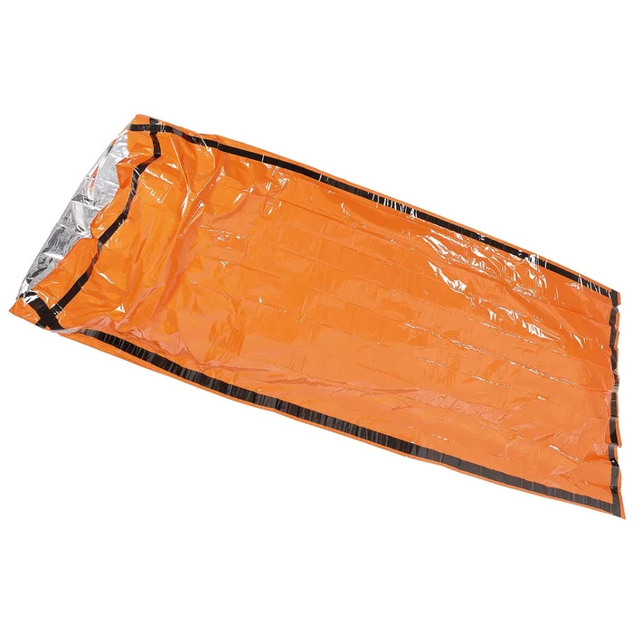 MFH31100 Sac de couchage d&rsquo;Urgence, orange, un côté revêtu d&rsquo;aluminium