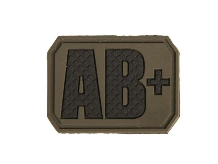 Mil-Tec patch velcro groupe sanguin « AB Pos » 3D, vert olive