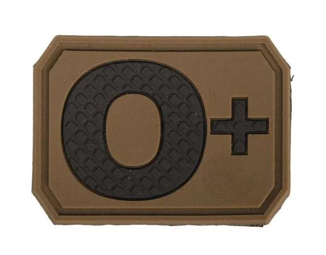Mil-Tec patch velcro groupe sanguin « O Pos » 3D, dark coyote