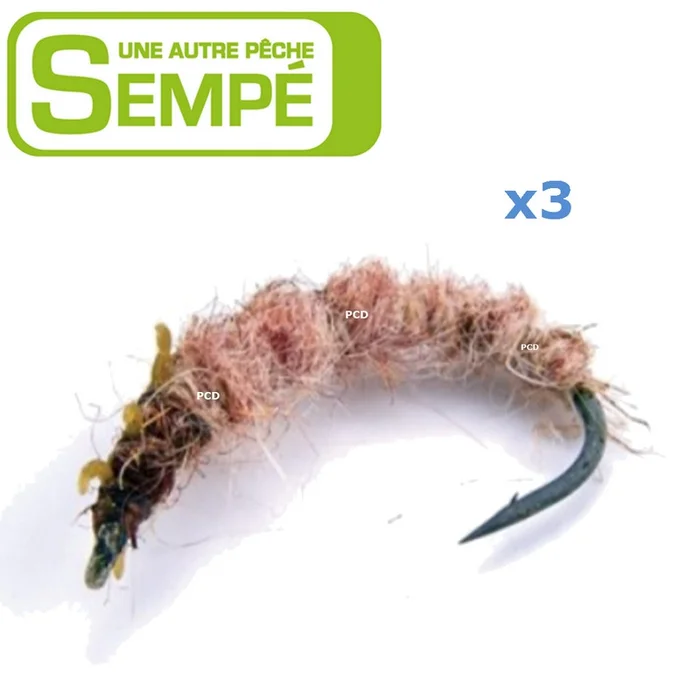 MOUCHE SEMPE LARVE CADDIS MARRON NON LESTEE PAR 3