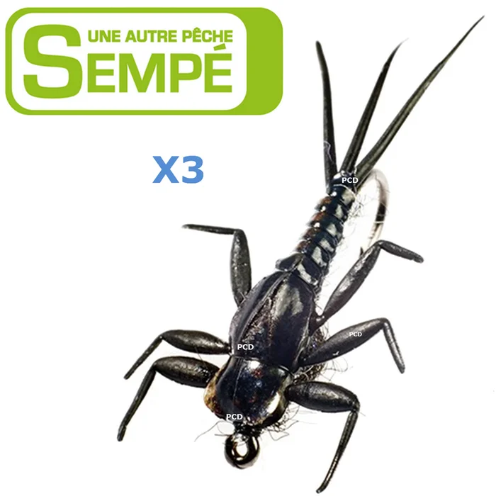 MOUCHE SEMPE NYMPHE DE MAI NOIRE NON LESTEE H14 PAR 3