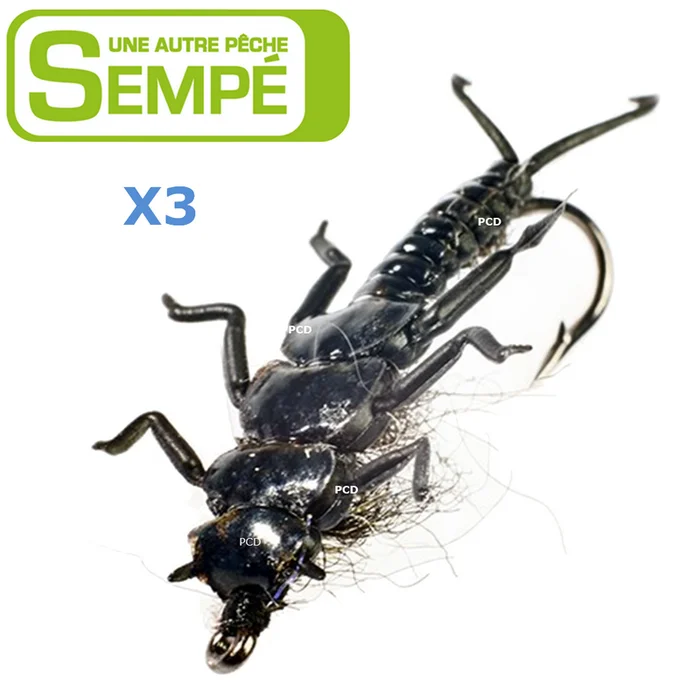 MOUCHE SEMPE NYMPHE PATRAQUE NOIRE NON LESTEE H10 PAR 3