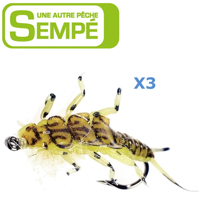 MOUCHE SEMPE NYMPHE PATRAQUE YELLOW NON LESTEE H10 PAR 3