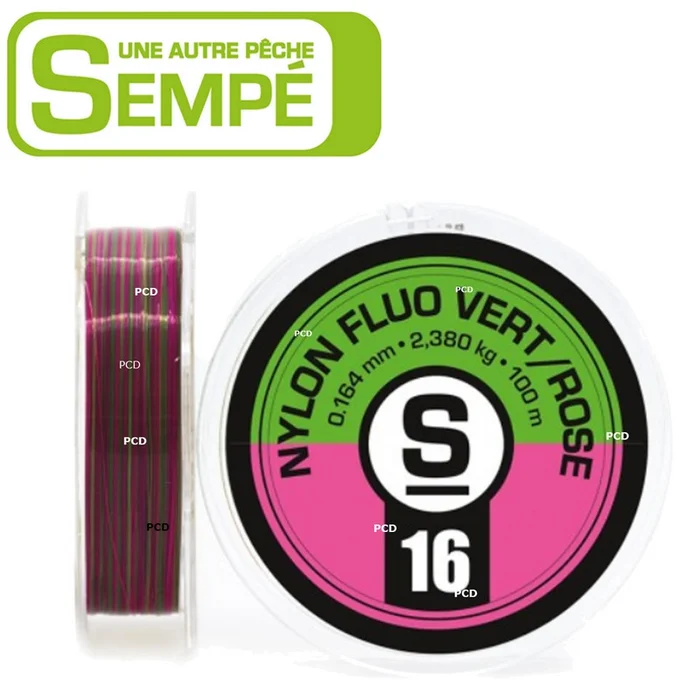 NYLON PIERRE SEMPE BICOLORE VERT ROSE 100M