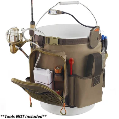 Organisateur de seau Wild River RIGGER de 5 gallons avec lumière, porte-pince et cordon rétractable