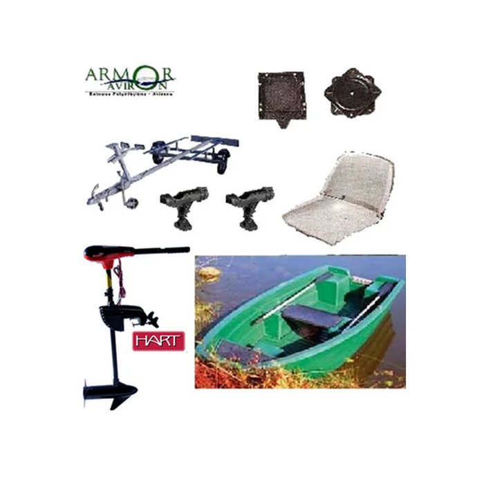 PACK AMOR 320 BARQUE + REMORQUE + MOTEUR RHINO 28Lbs + SIEGE + SUPPORTS DE CANNE