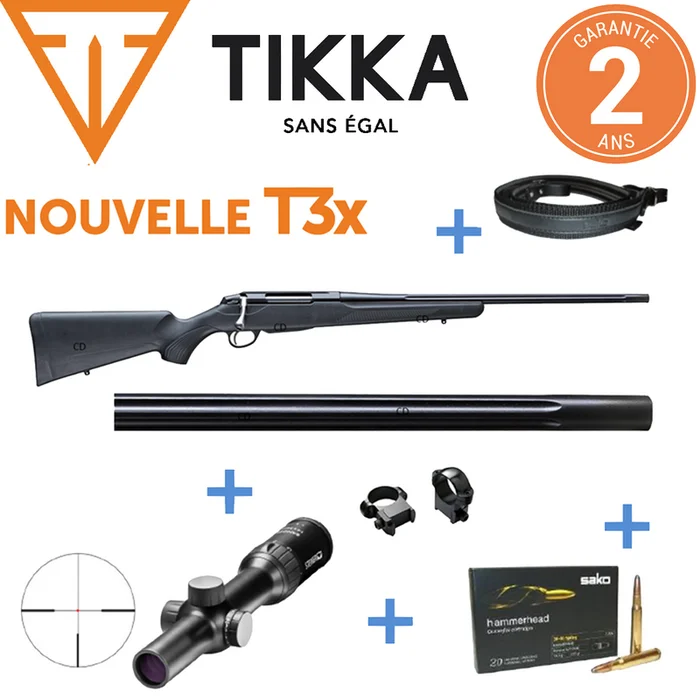 Pack Carabine Tikka T3x Superlite Flutée Filetée 30-06 Sprg