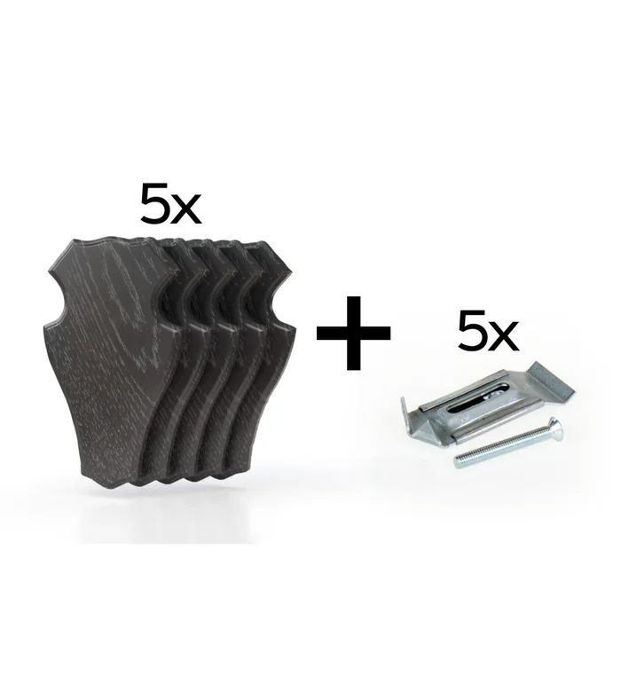 Pack de 5 plaques à trophée 19×12 cm + 5 supports métal – Foncées