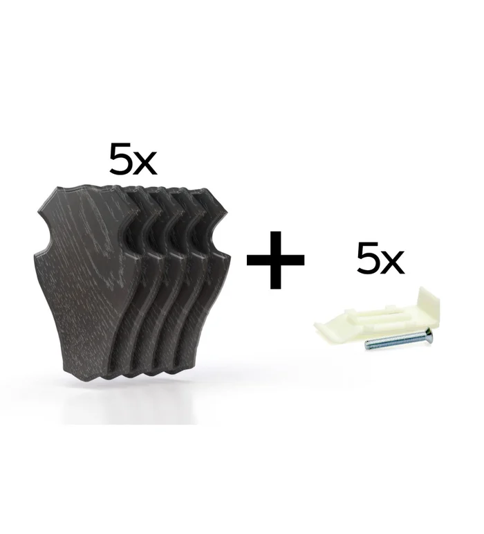 Pack de 5 plaques à trophée 22×13 cm + 5 supports plastiques – Foncées