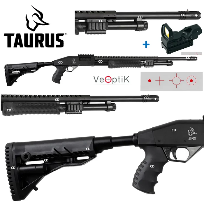Pack Fusil A Pompe Taurus St12 Tactical 12 /76 61cm + Point Rouge Véoptik 4 Réticules Mrs