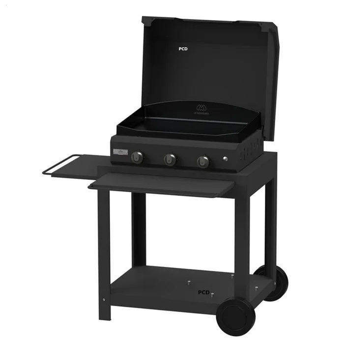 Pack Plancha Gaz Avec Chariot Et Couvercle Le Marquier Amalia Black Edition 360