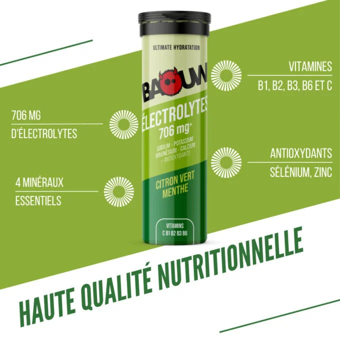 Pastille d’hydratation BAOUW ELECTROLYTES CITRON VERT-MENTHE