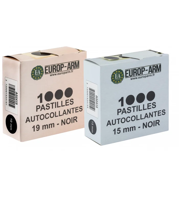 Pastilles autocollantes noires diam. 15 ou 19 mm
