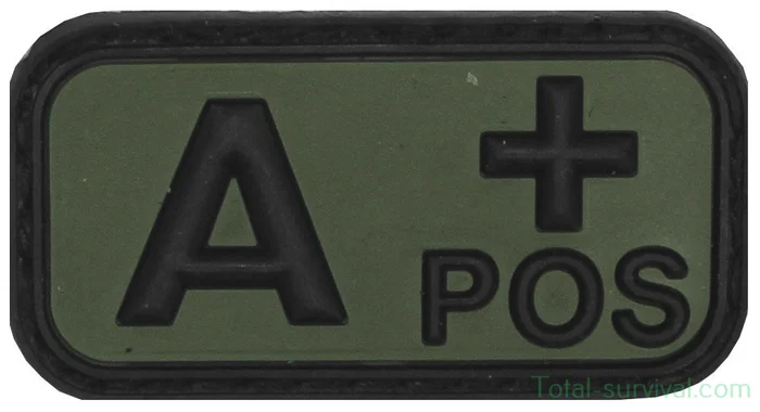 Patch de groupe sanguin « A Pos » 3D, noir-vert olive