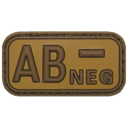 Patch de groupe sanguin « AB Neg » 3D, dark coyote