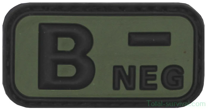 Patch de groupe sanguin « B Neg » 3D, noir-vert olive