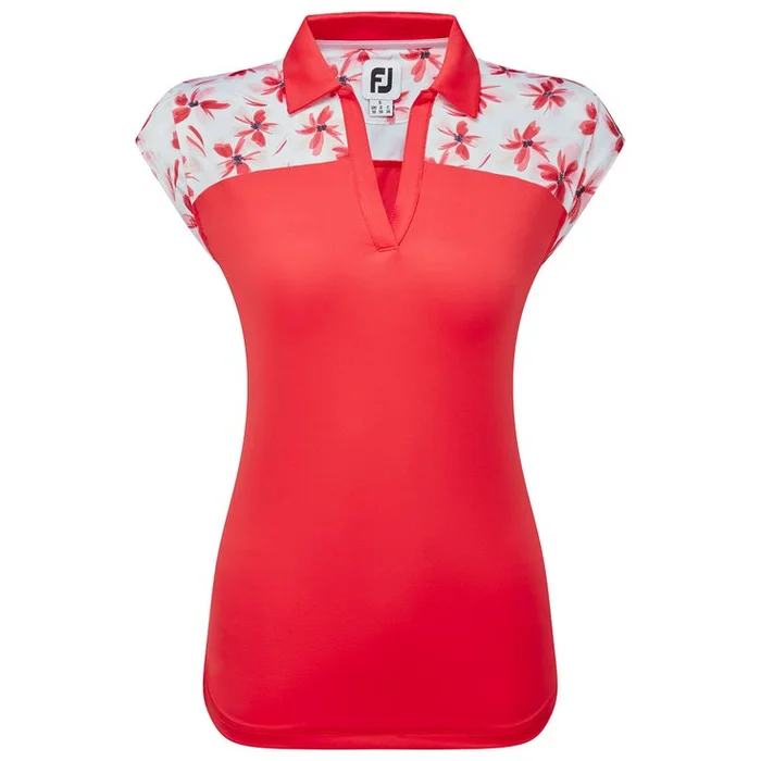 Polo Footjoy Blocked Floral Print Lisle W Red